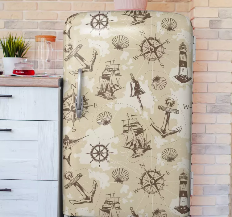 Folie kühlschrank mit maritimen motiven - TenStickers