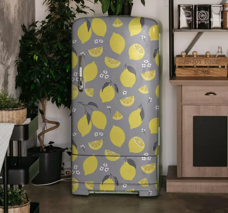 Folie kühlschrank mit zitronenmuster - TenStickers