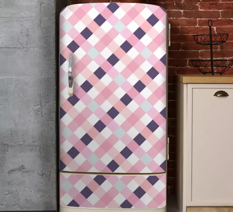 Kühlschrank Folie rosa schachbrettmuster - TenStickers