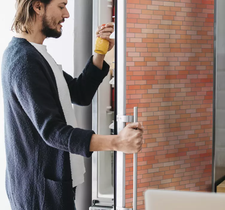 Folie Kühlschrank ziegelrot textur muster - TenStickers