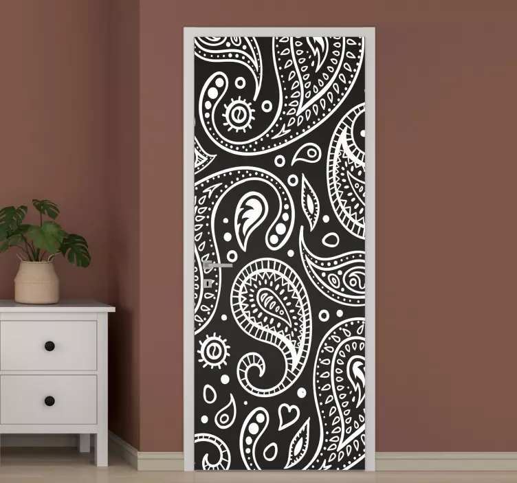 Folie tür mit eleganten paisley-motiven - TenStickers