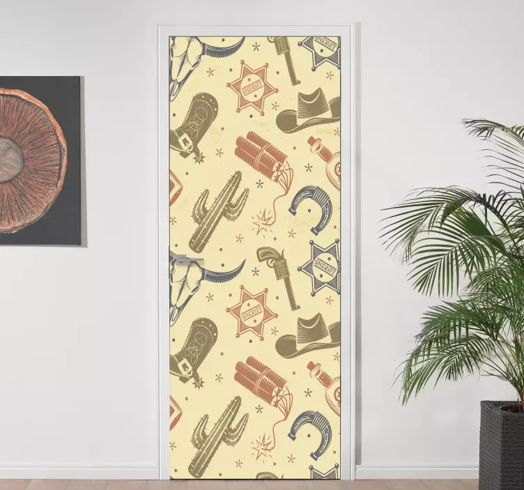 Folie tür mit western-themen-elementen - TenStickers