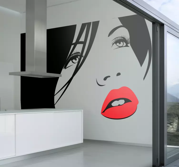 Frau mit roten Lippen Aufkleber - TenStickers