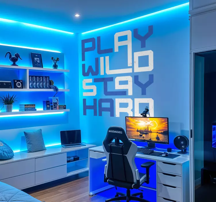 Gamer Wandtattoo play hard - TenStickers