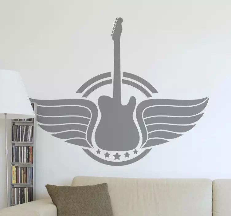 Geflügelte Guitarre Logo Aufkleber - TenStickers
