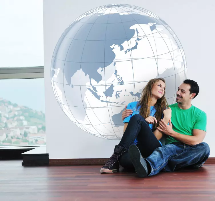 Globus Pazifik Wandtattoo Weltkarte - TenStickers