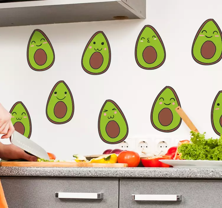 Glückliche Avocados Obst Wandaufkleber Set - TenStickers
