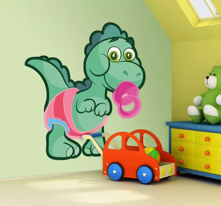 Grüner Baby Dino Aufkleber - TenStickers