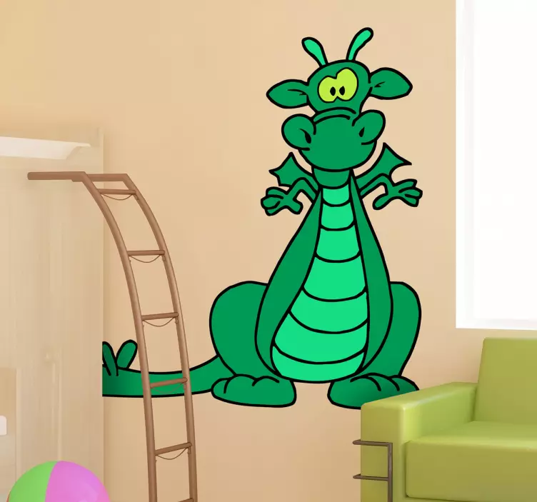 Wandtattoo Kinderzimmer grüner Drache - TenStickers