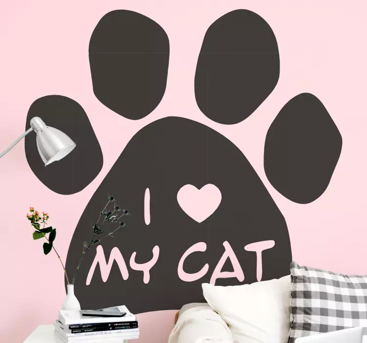 Wandtattoo Haustier Ich liebe meinen katzenpfotenabdruck - TenStickers