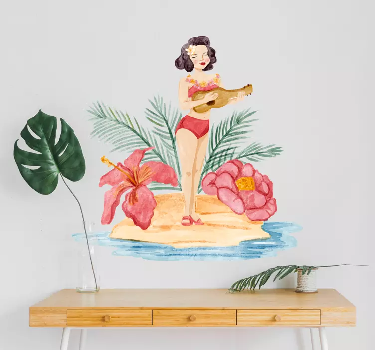 Hawaii mädchen wohnzimmer wandaufkleber - TenStickers