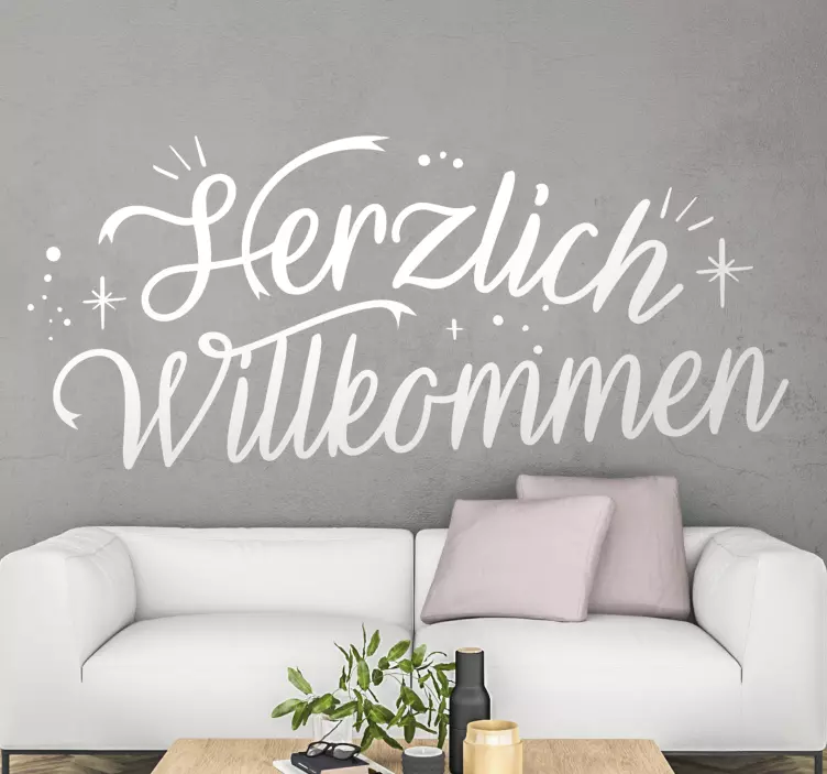 Wandtattoo Wohnzimmer Herzlich Willkommen Schriftzug - TenStickers