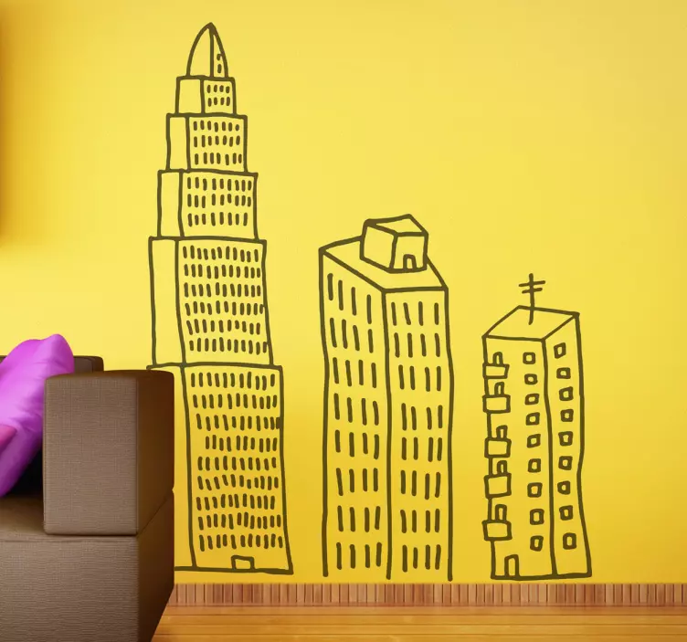 Hochhaus Comic Aufkleber - TenStickers