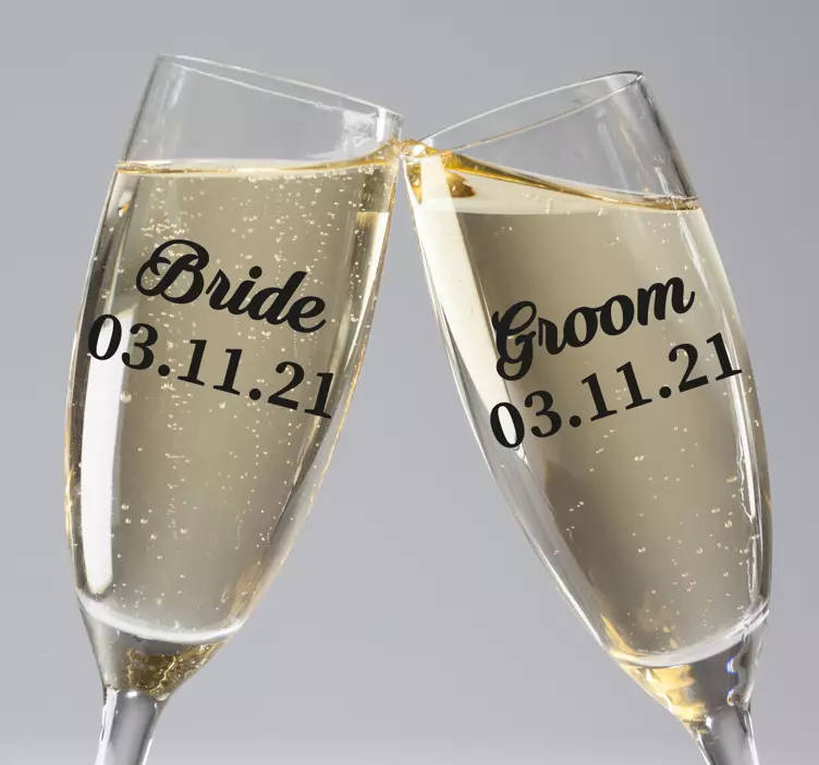 Hochzeitsticker personalisierte champagnerflöten - TenStickers