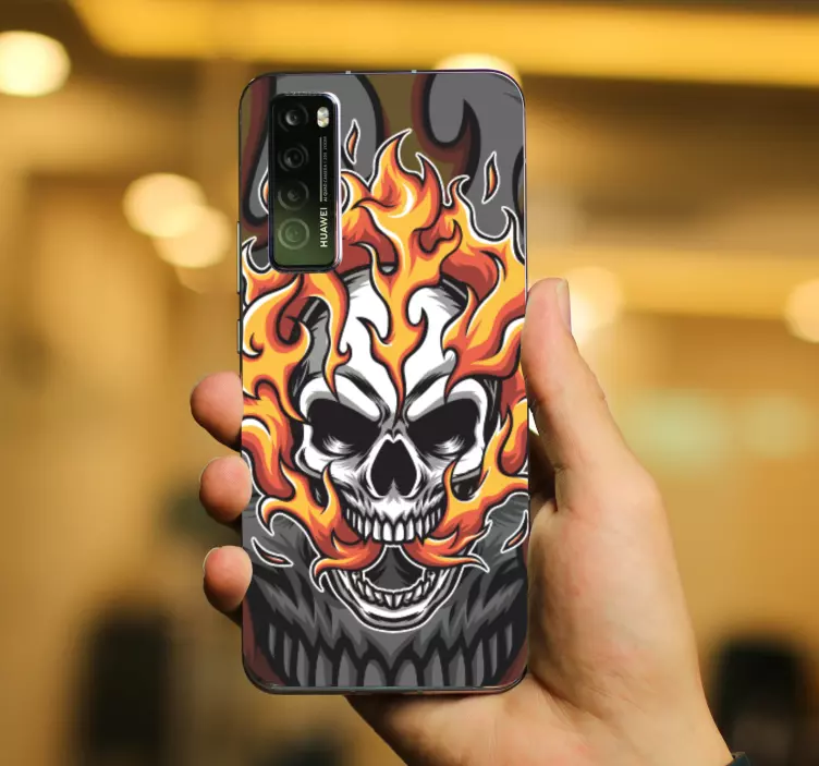 Huawei Sticker totenkopf-flammen-design - TenStickers