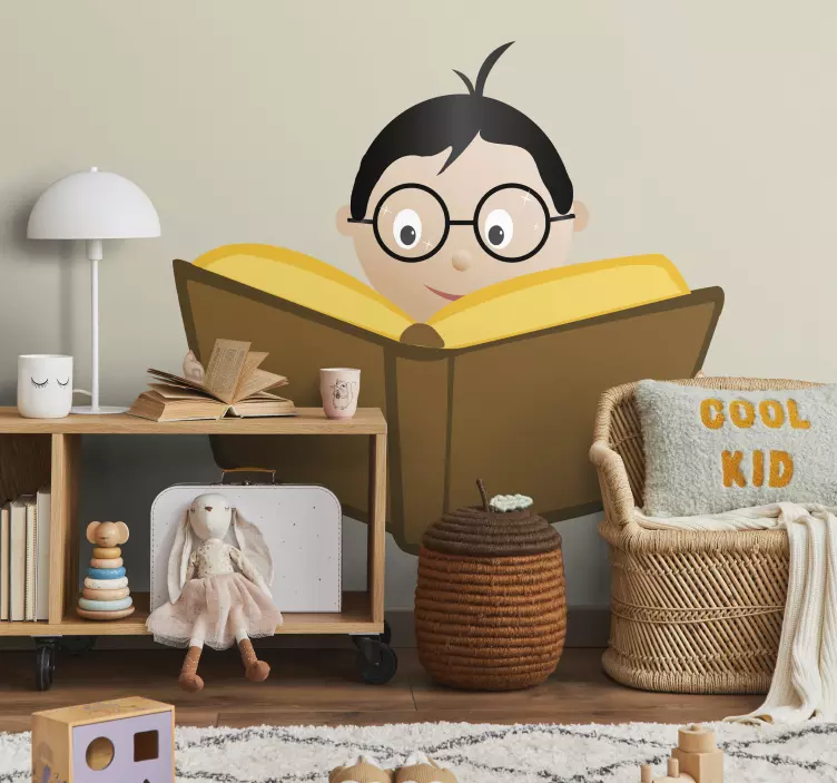 Junge mit Buch Aufkleber - TenStickers