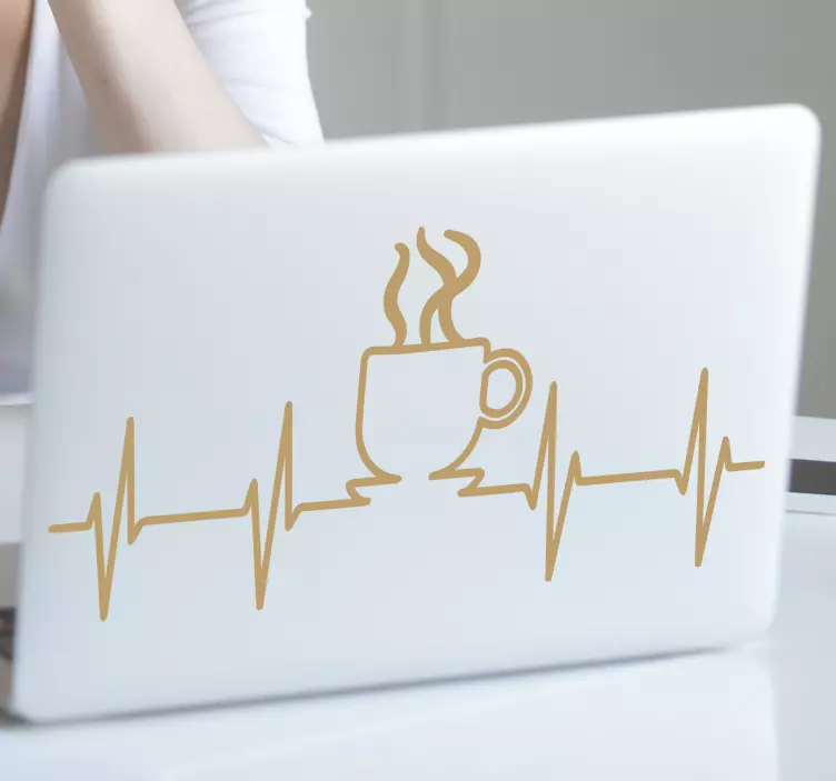 Kaffee auf der rettungsleine Laptop Sticker - TenStickers