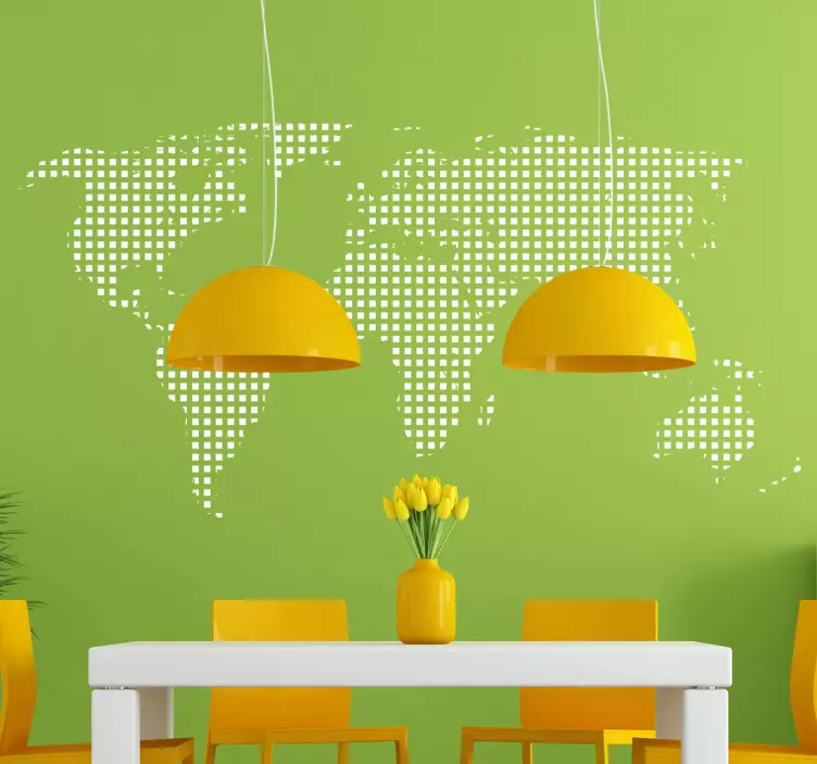 Karierte Weltkarte Aufkleber - TenStickers