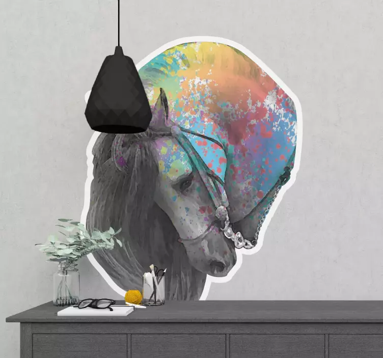 Katzen sticker buntes pferdeporträt - TenStickers