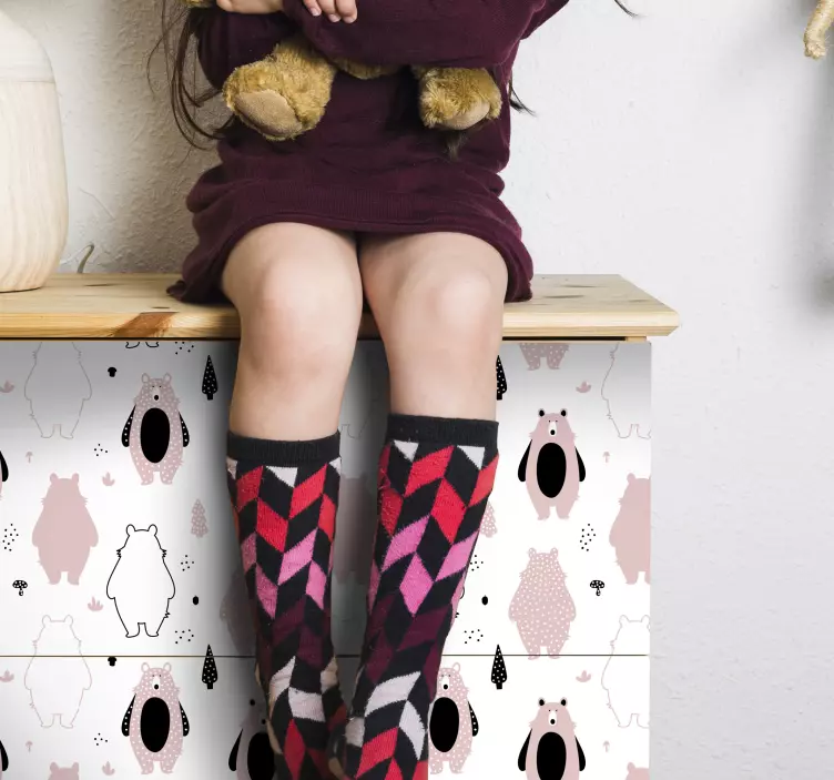 Katzen sticker mit bezauberndem bärenmuster - TenStickers