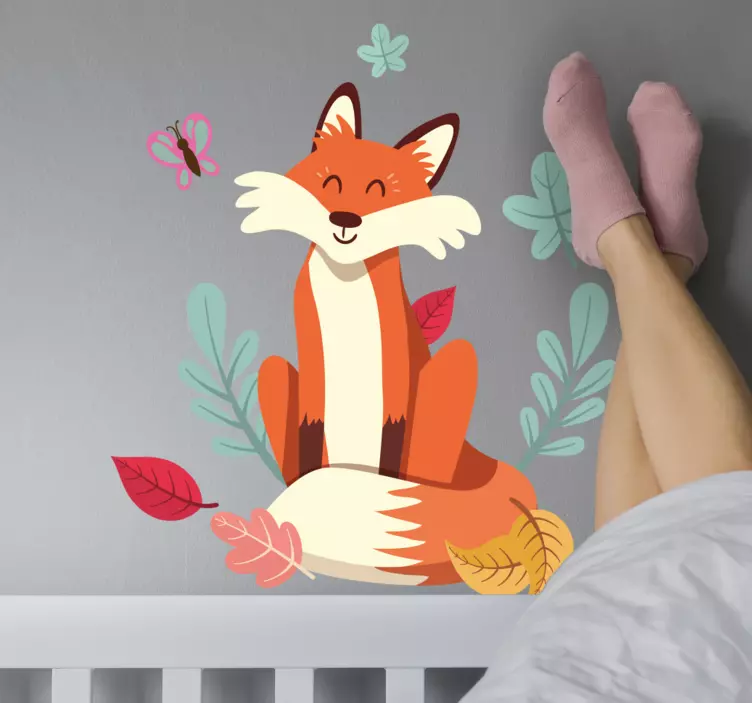 Katzen sticker mit lächelndem fuchs charakter - TenStickers
