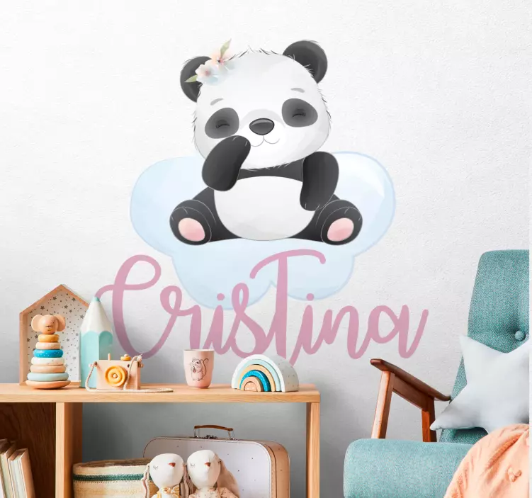 Wandtattoo baby panda mit name - TenStickers