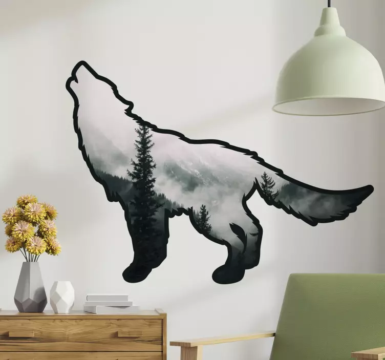 Katzen sticker wolf silhouette wald - TenStickers