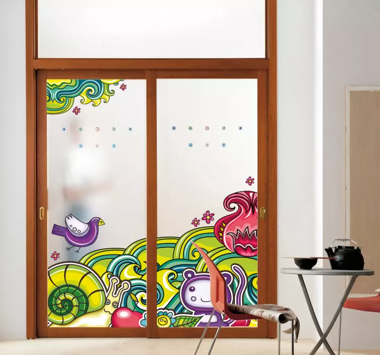 Fensteraufkleber Waldtiere abstrakt - TenStickers