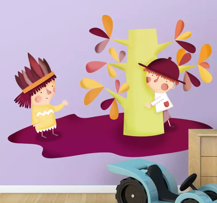 Kinder Sticker Baum und Figuren - TenStickers