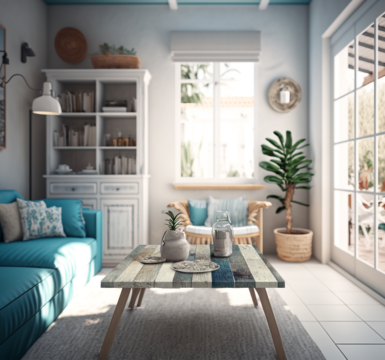 Möbelfolie alte Holztöne in Blau - TenStickers