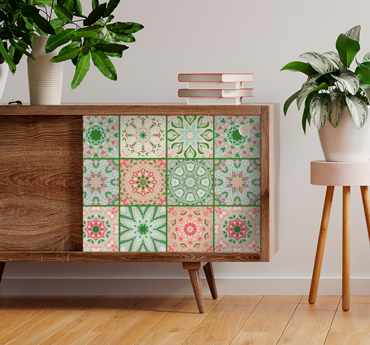 Klebefolie Möbel Kachelmuster in bunten Farben - TenStickers