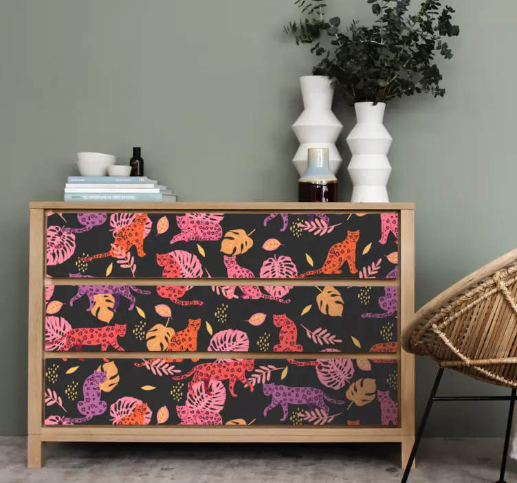 Möbelfolie dunkles tropisches Pflanzenmuster - TenStickers