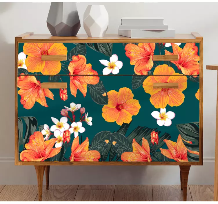 Klebefolie Möbel Große atypische orange blume - TenStickers