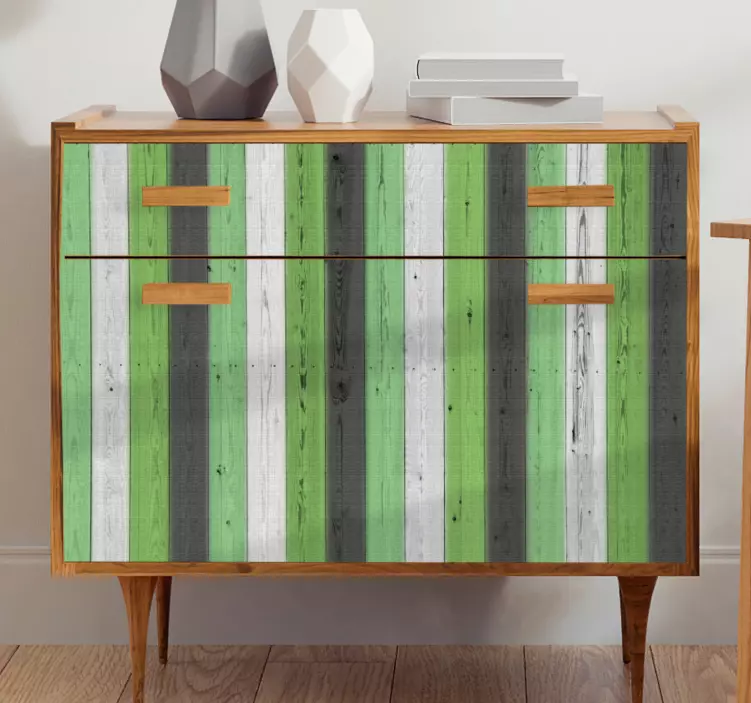 Klebefolie Möbel Holzstruktur Streifen in Grün - TenStickers