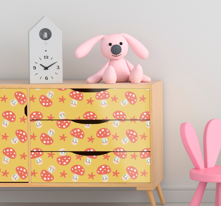 Klebefolie Möbel Fliegenpilze mit Gesicht - TenStickers