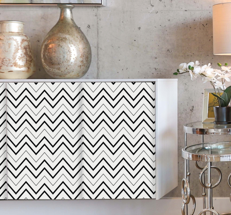 Klebefolie Möbel Minimalistisches schwarz-weißes zickzack-muster - TenStickers