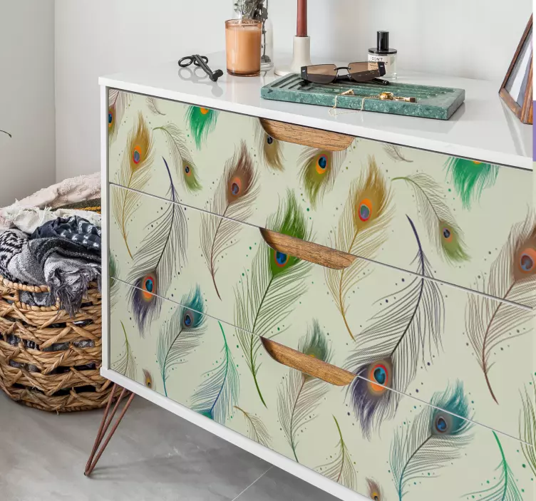 Klebefolie Möbel Pfauenfedern - TenStickers