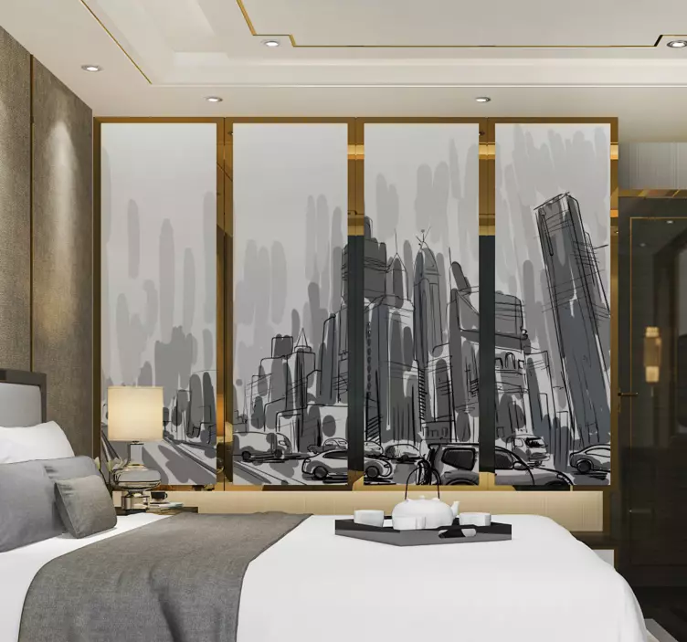 Klebefolie Möbel Schranktür Stadtlandschaft - TenStickers