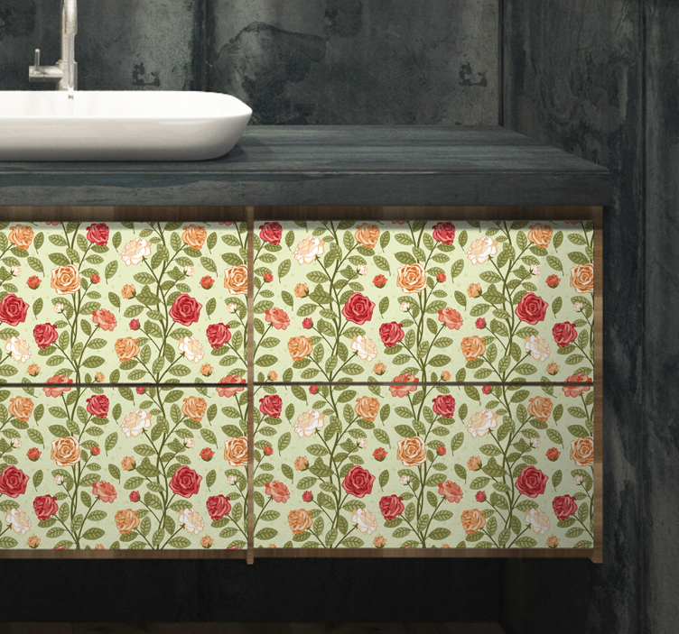 Klebefolie Möbel Set vintage rosen - TenStickers
