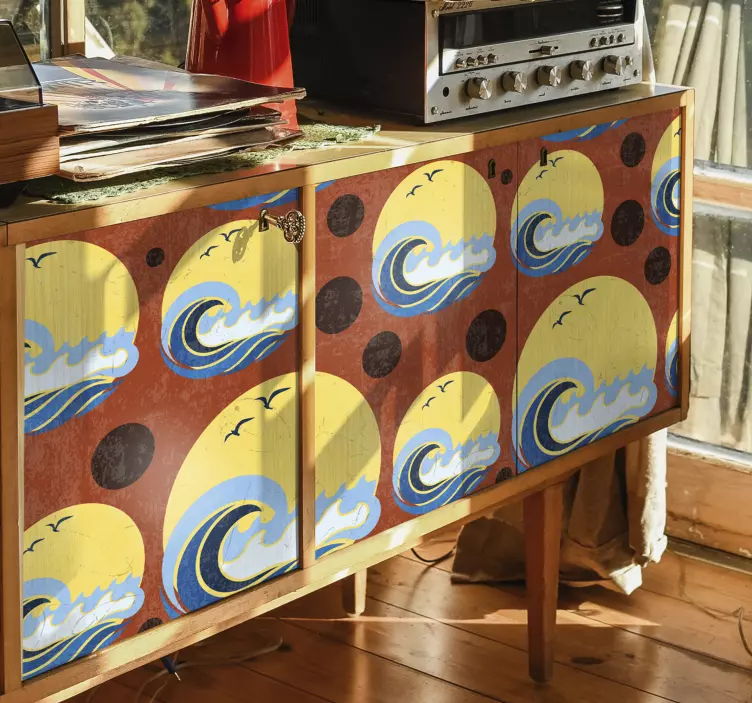 Klebefolie Möbel Sonne, strand und welle - TenStickers