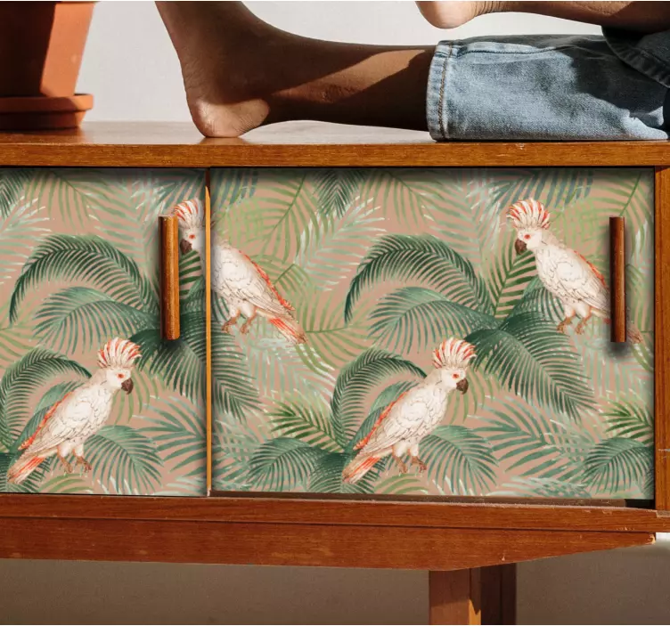 Möbelfolie Papageien auf Palmen - TenStickers