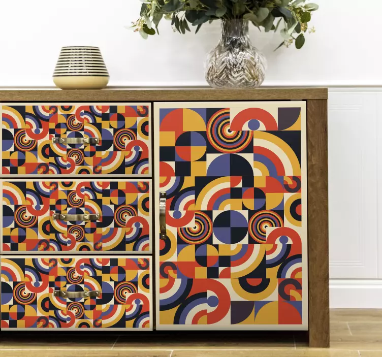 Klebefolie Möbel Bunte Bauhaus Kreise - TenStickers