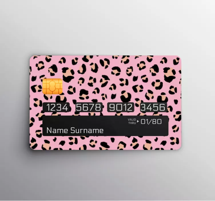 Kreditkarten Aufkleber Schwarz-rosa aquarell leopardenmuster - TenStickers