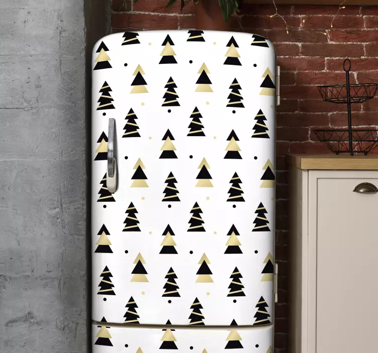 Kühlschrank Aufkleber schwarz goldene Tannen - TenStickers