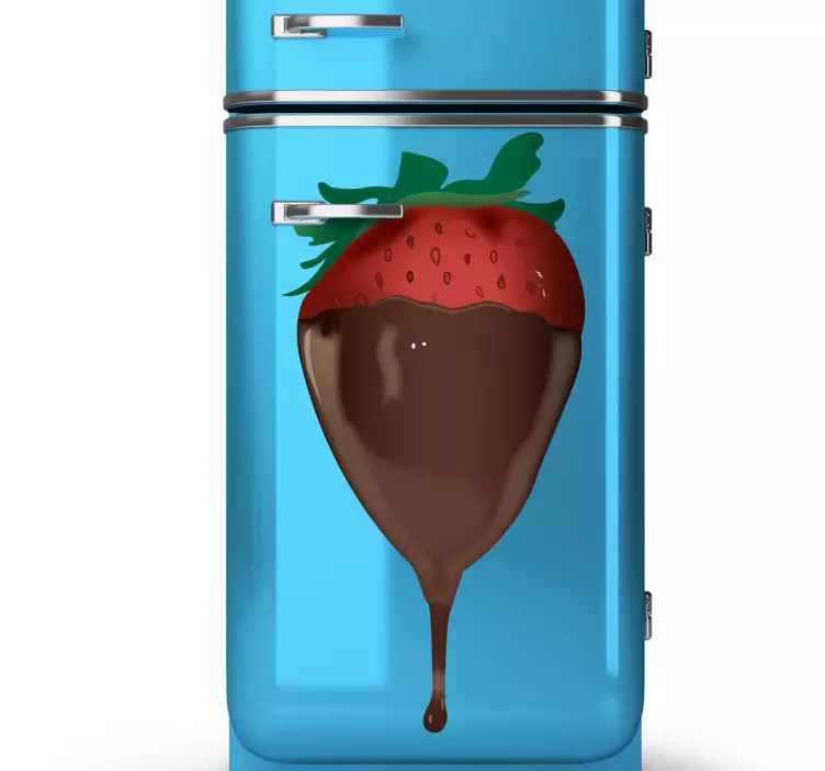 Kühlschrank Aufkleber Erdbeere mit Schokosoße - TenStickers