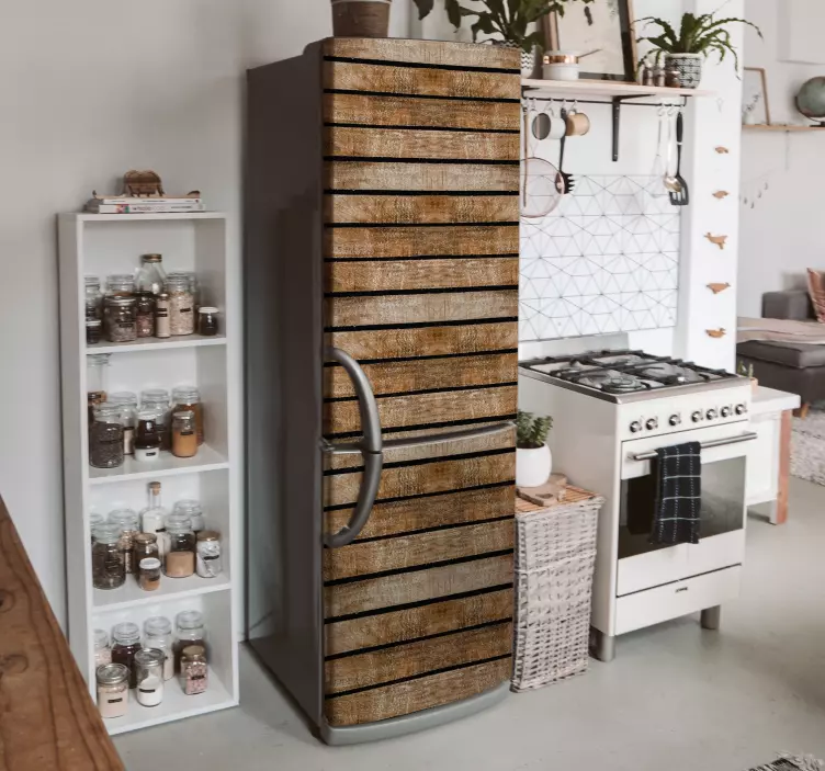 Kühlschrank Folie Holzbalcken design - TenStickers