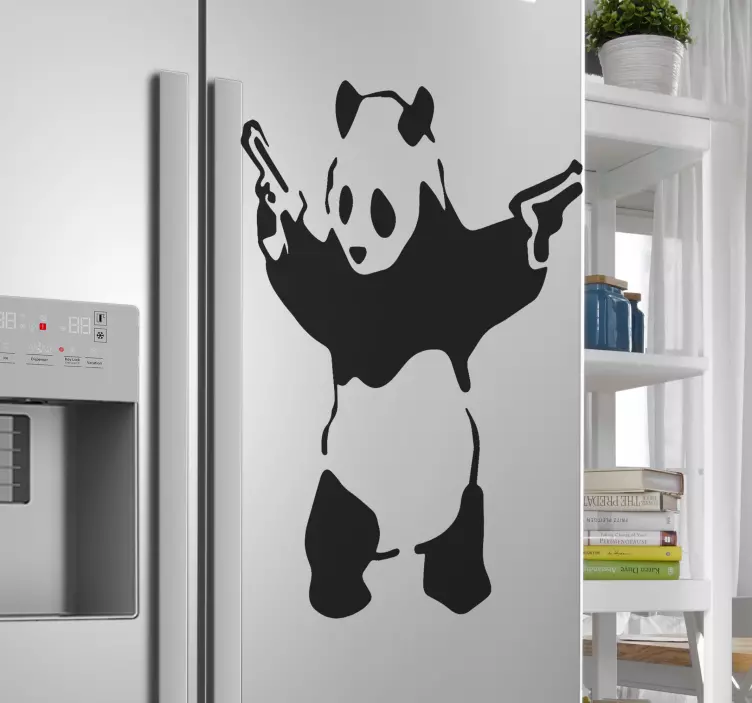 Kühlschrank Folie Banksy Panda mit Waffen - TenStickers
