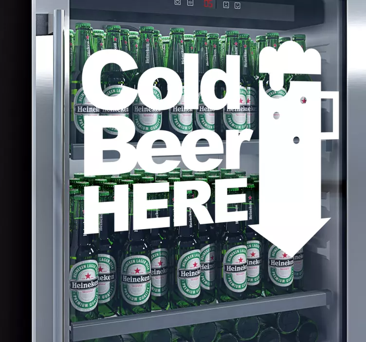 Kühlschrank Folie Cold Beer Here - TenStickers
