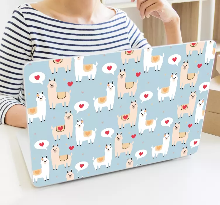 Lama Muster Tier Laptop Aufkleber - TenStickers