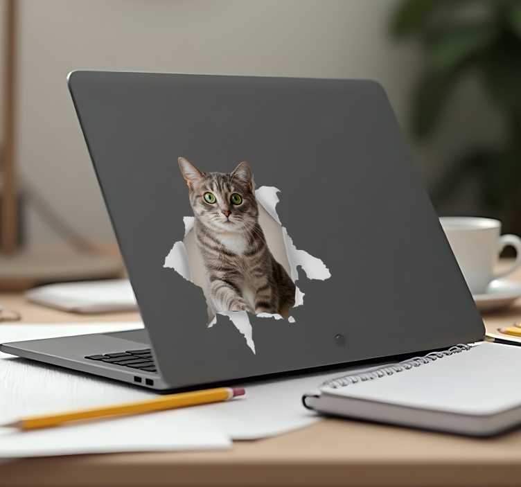 Laptop Aufkleber 3d-katze - TenStickers